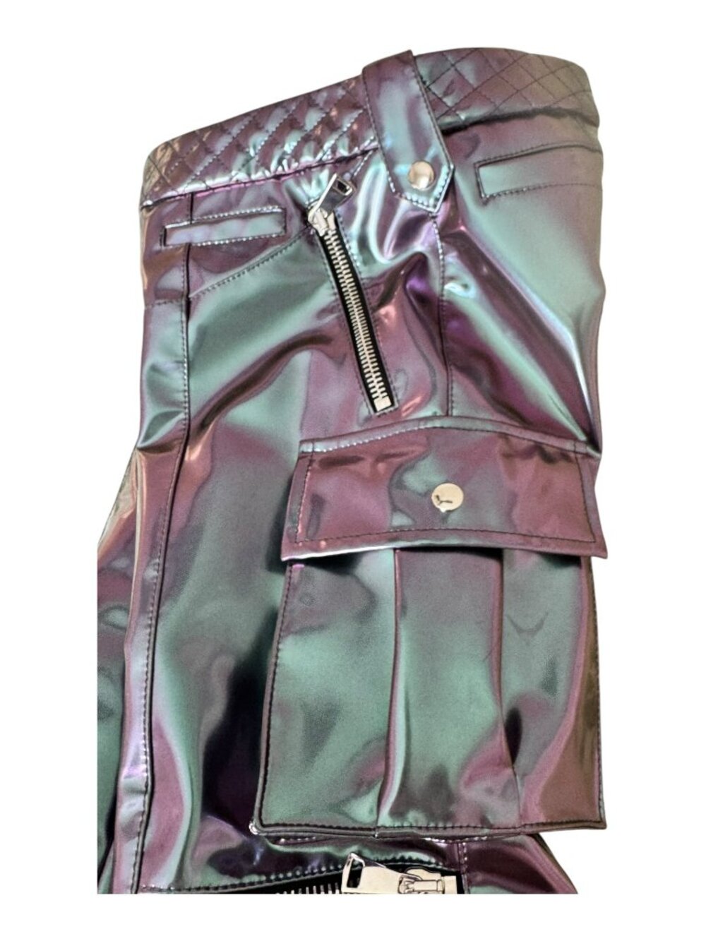 Laquan Smith Quilted Iridescent Vinyl Moto Pants - Size Xs - $2100 Retail. Nwt — image 8 of 8